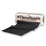 THERA-BAND FASCIA PER ESERCIZI - (Nero 5,5 mt) (Allungamento 100% = resistenza 4,4 kg) MANEGGEVOLE E VERSATILE - IDEALE PER POTENZIARE E RIABILITARE LA FUNZIONE MUSCOLARE ED IL MIGLIORAMENTO DELLA MOBILITA' -  
