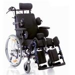 POLTRONA POLIFUNZIONALE ASSISTITA (ruote posteriori Ø 60 cm) (seduta 45 cm) Kit solleva gambe incluso, SEDUTA BASCULANTE, SCHIENALE RECLINABILE, POGGIATESTA ANATOMICO REGOLABILE - RUOTINI ANTIRIBALTAMENTO