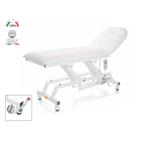 LETTINO ELETTRICO (Bianco - larghezza 90 cm) (2 sezioni) (altezza e schienale regolabili elettricamente) - senza ruote - FORO FACCIALE - RIVESTIMENTO IN SIMILPELLE LAVABILE AUTOESTINGUENTE 1IM  - PER VISITA MEDICA E FISIOTERAPIA - Made in Italy