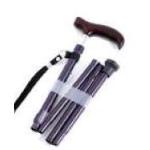 BASTONE PIEGHEVOLE IN ALLUMINIO - DA DONNA - ALTEZZA REGOLABILE 83÷93 cm - PORTATA MAX 100 kg - CON IMPUGNATURA IN LEGNO E PUNTALI ANTISCIVOLO 