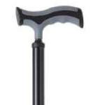 BASTONE REGOLABILE IN ALLUMINIO (Nero) CON BASE QUADRIPODE - MANICO A "T" - ALTEZZA REGOLABILE 74-97 cm - PORTATA MAX 110 kg