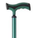 BASTONE REGOLABILE IN ALLUMINIO (Verde) CON BASE QUADRIPODE - MANICO A "T" - ALTEZZA REGOLABILE 74-97 cm - PORTATA MAX 110 kg