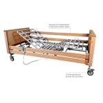 LETTO DA DEGENZA ELETTRICO ELEVABILE GARDENIA 2.0 (216 x 102 x 127h cm) A TRE SNODI SU RUOTE CON FUNZIONE TRENDELENBURG - Portata max 135 Kg - Sponde in alluminio effetto legno - Piano a doghe in acciaio - 4 ruote piroettanti da mm 125 con freno