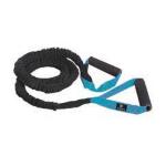 TUBO ELASTICO (Medium Azzurro) CON GUAINA - 6x10x1200 mm - MANIGLIE IN GOMMA- Tonifica e sviluppa i muscoli di braccia, gambe, addome, spalle e petto
