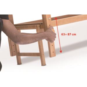 LETTINO (Panna) Dimensioni: L:189 x P:85 x H:63÷87 cm (regolabile manualmente) - IN LEGNO PER FISIOTERAPIA, MASSAGGI E VISITA MEDICA - STRUTTURA IN TINTA NOCE CHIARO