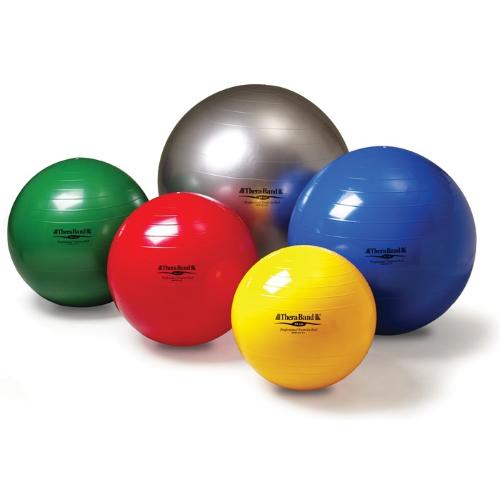 PALLONI GONFIABILI THERA-BAND (Blu) (Ø 75 cm) - USATI PER L'ALLENAMENTO MUSCOLARE - DOTATI DI DUE RIDUTTORI, UN ADATTATORE PER IL GONFIAGGIO E UN POSTER CON ILLUSTRAZIONE DEGLI ESERCIZI -  