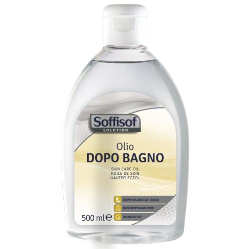 OLIO DOPO BAGNO (500 ml) A BASE DI BISABOLOLO E VITAMINA E - SENZA PARABENI, DERMATOLOGICAMENTE TESTATO, IDEALE PER IL TRATTAMENTO DELLA PELLE ESTREMAMENTE SECCA - SOFFISOF SOLUTION