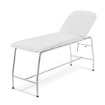 LETTINO A 2 SEZIONI (BIANCO - LARGHEZZA 60 cm) DA VISITA MEDICA IN TUBOLARE TONDO - IN ACCIAIO CROMATO - SCHIENALE REGOLABILE - MADE IN ITALY