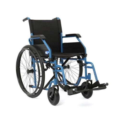 CARROZZINA START+ SEDUTA 46 cm - PIEGHEVOLE - A SINGOLA CROCIERA - Portata MAX 120 kg - RUOTE POSTERIORI IN ALLUMINIO A SGANCIO RAPIDO E GOMME IN PU - RUOTE ANTERIORI IN PVC CON FORCELLA IN ACCIAIO - SEDUTA E SCHIENALE IN NYLON IMBOTTITO LAVABILE