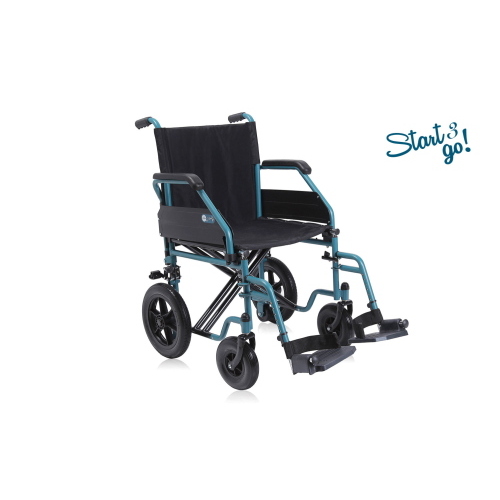 CARROZZINA START3 GO (SEDUTA 40cm) - PIEGHEVOLE DA TRANSITO CONVERTIBILE IN AUTOSPINTA CON KIT (OPZIONALE) - DOPPIA CROCIERA - Portata MAX 130 kg - PU Tubeless - SEDUTA E SCHIENALE IN NYLON IMBOTTITO LAVABILE 