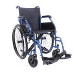 CARROZZINA START 2 (BLU) SEDUTA 50 cm - PIEGHEVOLE - A DOPPIA CROCIERA - Portata MAX 130 kg - RUOTE POSTERIORI IN ALLUMINIO A SGANCIO RAPIDO E GOMME IN PU - RUOTE ANTERIORI IN PVC CON FORCELLA IN ACCIAIO - BRACCIOLI RIBALTABILI IMBOTTITI