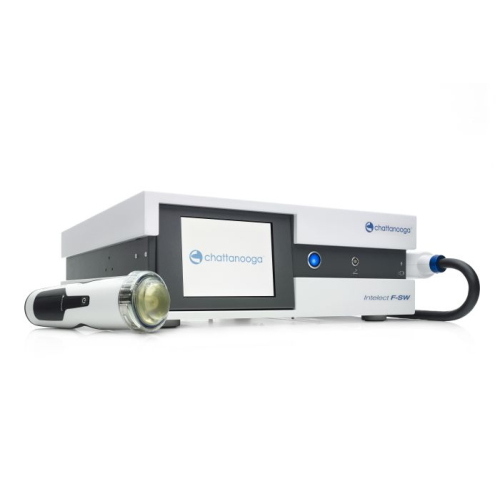 Intelect® F-SW: generatore di onde d'urto focali elettromagnetiche fino a 1000 bar, con 3 distanziatori per trattamenti personalizzati su lesioni profonde, indicato per spina calcaneare, epicondilite, tendinopatie e fascite plantare.