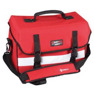 Borsa per emergenza "Trauma Bag" - Realizzata in materiale antistrappo facilmente trasportabile. Apertura superiore a cerniera. Alloggiamenti modulabili. Trasportabile a mano o a tracolla. Striscia anteriore in materiale riflettente e piedini antiscivolo.