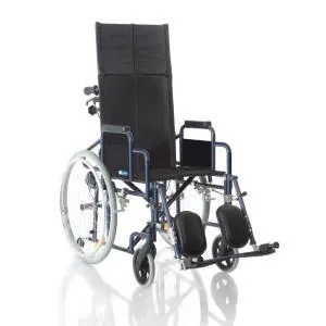 CARROZZINA PIEGHEVOLE AD AUTOSPINTA (Seduta 43 cm) CON SCHIENALE RECLINABILE IN ACCIAIO VERNICIATO - SINGOLA CROCIERA - BRACCIOLI ESTRAIBILI - FRENO OPERATORE - MODELLO COMFY-S