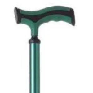 BASTONE REGOLABILE IN ALLUMINIO (Verde) CON PUNTALE BASE LARGA - MANICO A "T" - ALTEZZA REGOLABILE 74-97 cm - PORTATA MAX 110 kg
