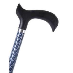 BASTONE REGOLABILE IN ALLUMINIO CON MOTIVO OPTICAL BLU CON MANICO DERBY - ALTEZZA REGOLABILE 68-90.5cm - PORTATA MAX 100kg - CON IMPUGNATURA IN PVC E PUNTALI ANTISCIVOLO