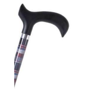 BASTONE REGOLABILE IN ALLUMINIO CON MOTIVO TARTAN CON MANICO DERBY - ALTEZZA REGOLABILE 68-90.5cm - PORTATA MAX 100kg - CON IMPUGNATURA IN PVC E PUNTALI ANTISCIVOLO
