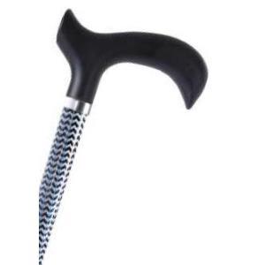 BASTONE REGOLABILE IN ALLUMINIO CON MOTIVO ZIG ZAG CON MANICO DERBY - ALTEZZA REGOLABILE 68-90.5cm - PORTATA MAX 100kg - CON IMPUGNATURA IN PVC E PUNTALI ANTISCIVOLO