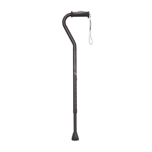 BASTONE DA PASSEGGIO REGOLABILE (Nero) IN LEGA LEGGERA CON IMPUGNATURA ERGONOMICA E LACCIO - MODELLO Airgo -