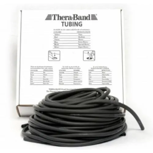 THERA-BAND TUBOLARE PER ESERCIZI - (Nero 30,5 mt) (Allungamento 100% = resistenza 4,4 kg) MANEGGEVOLE E VERSATILE - IDEALE PER POTENZIARE E RIABILITARE LA FUNZIONE MUSCOLARE ED IL MIGLIORAMENTO DELLA MOBILITA' -