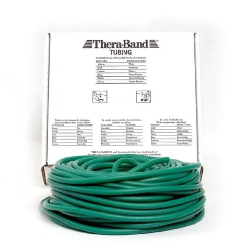 THERA-BAND TUBOLARE PER ESERCIZI - (Verde 30,5 mt) (Allungamento 100% = resistenza 2,3 kg) MANEGGEVOLE E VERSATILE - IDEALE PER POTENZIARE E RIABILITARE LA FUNZIONE MUSCOLARE ED IL MIGLIORAMENTO DELLA MOBILITA' -