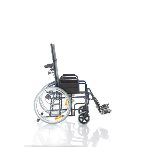 CARROZZINA PIEGHEVOLE AD AUTOSPINTA (Seduta 43 cm) CON SCHIENALE RECLINABILE IN ACCIAIO VERNICIATO - SINGOLA CROCIERA - BRACCIOLI ESTRAIBILI - FRENO OPERATORE - MODELLO COMFY-S