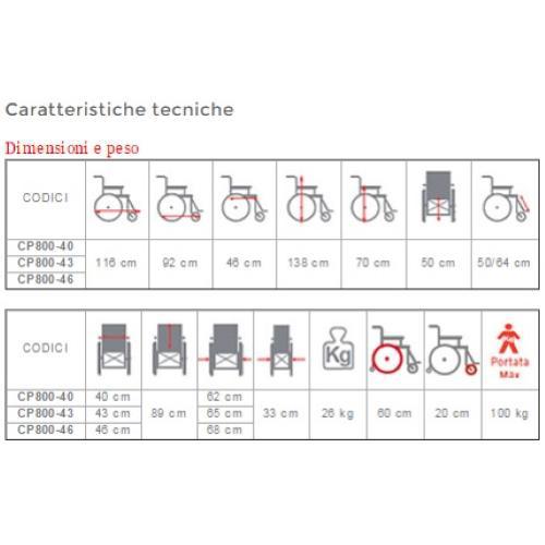 CARROZZINA PIEGHEVOLE AD AUTOSPINTA (Seduta 43 cm) CON SCHIENALE RECLINABILE IN ACCIAIO VERNICIATO - SINGOLA CROCIERA - BRACCIOLI ESTRAIBILI - FRENO OPERATORE - MODELLO COMFY-S