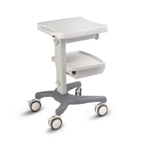 CARRELLO IN "ABS" SU RUOTE - Dimensioni: L:48,8 x P:56,6 x H:82,5÷92,5 cm - Carrello in ABS. Design moderno ed innovativo. Cassetto portaoggetti. Vani portasonde.