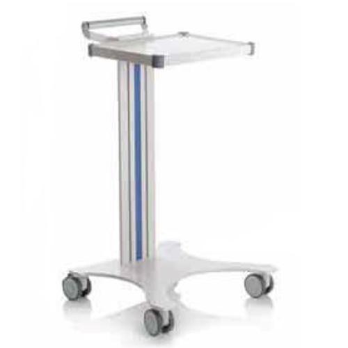 CARRELLO POLIFUNZIONALE (Misure 48 x 50 x H. 82 cm) 1 COLONNA IN ALLUMINIO (Bianca), 1 RIPIANI (30 x 40 cm) E MANIGLIA - ACCIAIO VERNICIATO - (Ruote anteriori di Ø 75 mm, ruote posteriori di Ø 75 mm con freno)
