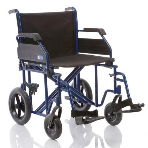 CARROZZINA PIEGHEVOLE PLUS GO CON SEDUTA 55 cm - BARIATRICA - CON DOPPIA CROCIERA A TRANSITO - Peso max supportato 200 kg - RUOTE POSTERIORI PIENE IN PLASTICA - SEDUTA E SCHIENALE IN NYLON NERO IMBOTTITO LAVABILE