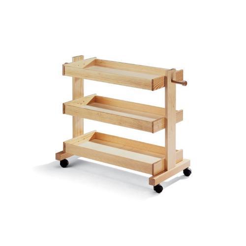 Carrello in legno con ripiani in multistrati e ruote piroettanti (vuoto) (Dimensioni 84 x 42 x 80 h cm)