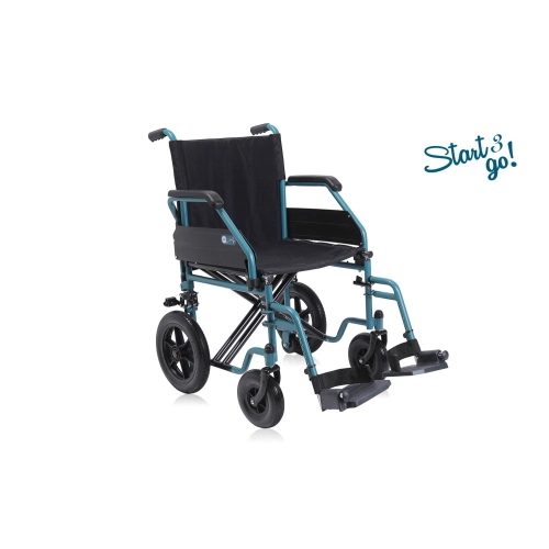 CARROZZINA START3 GO (SEDUTA 40cm) - PIEGHEVOLE DA TRANSITO CONVERTIBILE IN AUTOSPINTA CON KIT (OPZIONALE) - DOPPIA CROCIERA - Portata MAX 130 kg - PU Tubeless - SEDUTA E SCHIENALE IN NYLON IMBOTTITO LAVABILE