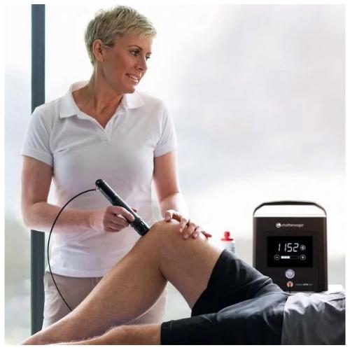 Intelect® RPW Lite: onde di pressione radiali pneumatiche a bassa energia, touchscreen LCD, 6 livelli di intensità (6-18 Hz); per tendinopatia achillea, tunnel carpale, fascite plantare e dito a scatto.