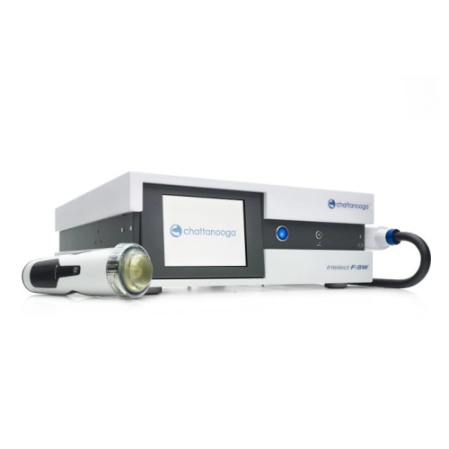 Intelect® F-SW: generatore di onde d'urto focali elettromagnetiche fino a 1000 bar, con 3 distanziatori per trattamenti personalizzati su lesioni profonde, indicato per spina calcaneare, epicondilite, tendinopatie e fascite plantare.