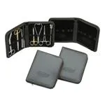 BORSELLO PORTASTRUMENTI (15 x 18) PER 10 STRUMENTI REALIZZATO IN SKY NERO - INTERNI IN VELLUTO - ELASTICI BLOCCA STRUMENTI CHIRURGICI