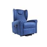 POLTRONA RELAX BERGERE (Blu) CON 2 MOTORI - Schienale con grandi orecchie sui lati - Seduta morbida e accogliente - Gran foulard coordinato di serie per coprirla e proteggerne il rivestimento