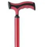 BASTONE REGOLABILE IN ALLUMINIO (Rosso) CON PUNTALE STANDARD - MANICO A "T" - ALTEZZA REGOLABILE 72-95 cm - PORTATA MAX 110 kg