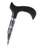 BASTONE REGOLABILE IN ALLUMINIO CON MOTIVO TARTAN CON MANICO DERBY - ALTEZZA REGOLABILE 68-90.5cm - PORTATA MAX 100kg - CON IMPUGNATURA IN PVC E PUNTALI ANTISCIVOLO